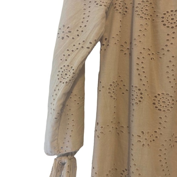 Valentina Naldi Beige Eyelet Off the Shoulder Dress - Size M - Picture 6 of 8